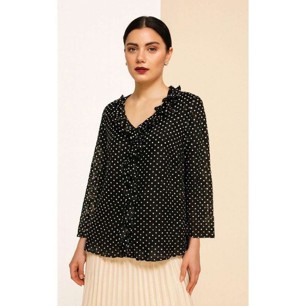 Laura Ashley Woman Blouse SZ 1X Semi-sheer Textured Whimsigoth Career Fairy